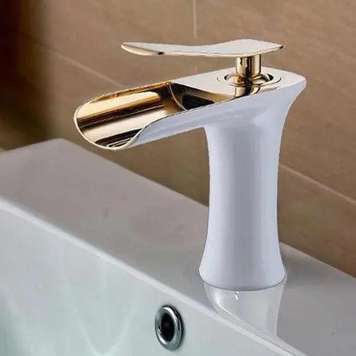 Mai - Single Handle Gold Bathroom Faucet  BO-HA White & Golden  