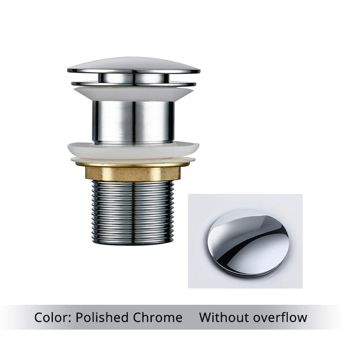ZM Pop-Up Drain Stopper - No Overflow, Chrome Finish For Vessel & Vanity Sinks