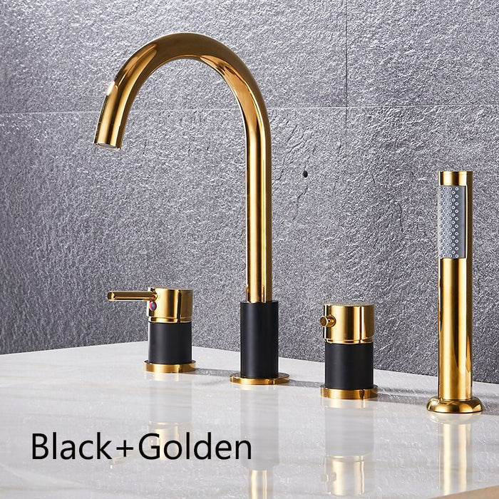 Katen - Modern Bathtub Faucet Deck Mount Tub Faucet  BO-HA Black and Golden  