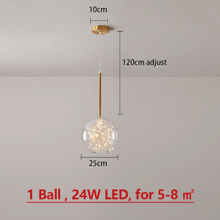 Runa LED Chandelier Glass Pendant Lights  BO-HA 1 Ball Warm Light 