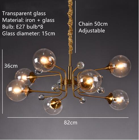 Eira Glass bubble chandelier Kitchen Island light  BO-HA 8 Balls-Clear With led bulbs 