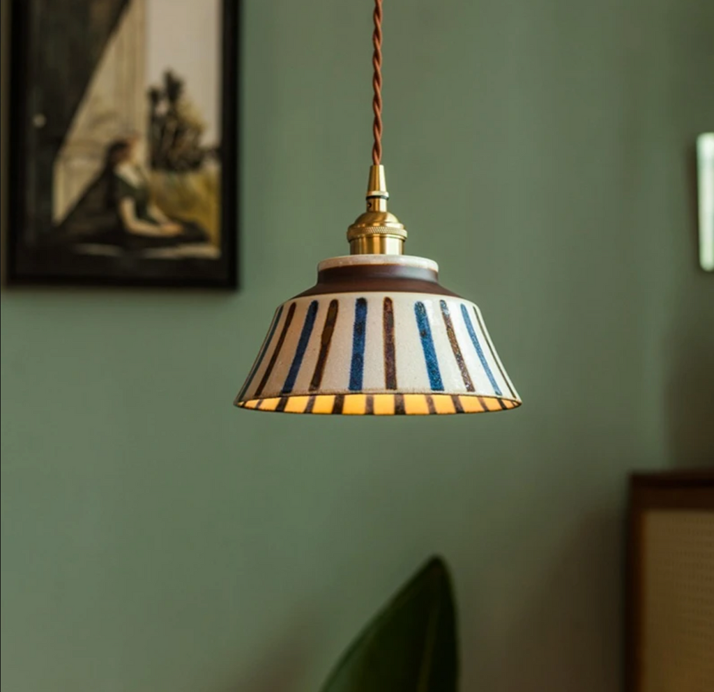 SUNBURST LINES - Ronja – Hand-Painted Ceramic Pendant Light