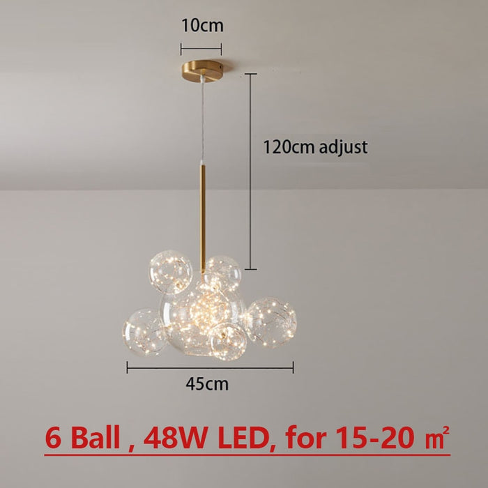 Runa LED Chandelier Glass Pendant Lights  BO-HA 6 Ball Warm Light 