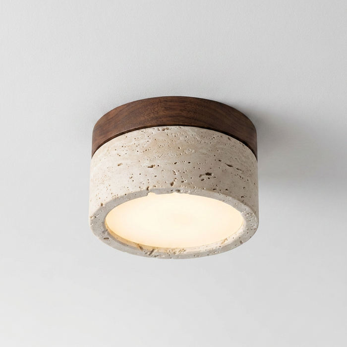 Halla – Wabi-Sabi Travertine Japanese Ceiling Light BO-HA
