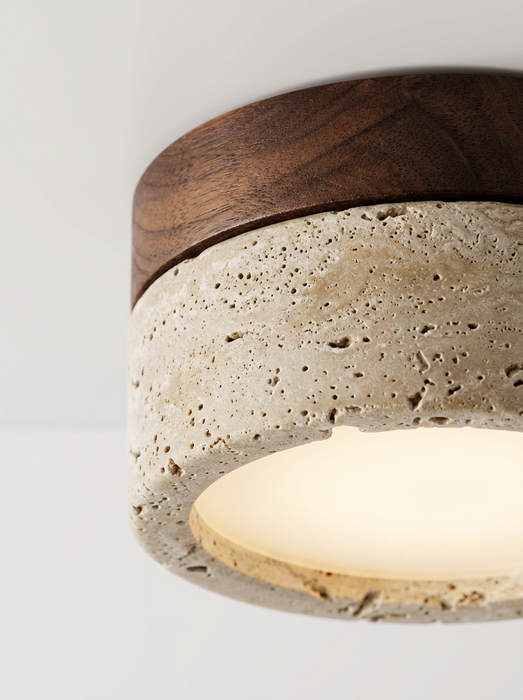 Halla – Wabi-Sabi Travertine Japanese Ceiling Light BO-HA