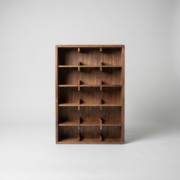 Leif - Solid Walnut Wall Mounted Cup Shelf Display Shelf with Compartments