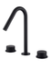 Kilde matte black bathroom faucet with knurled dual handles, studio view