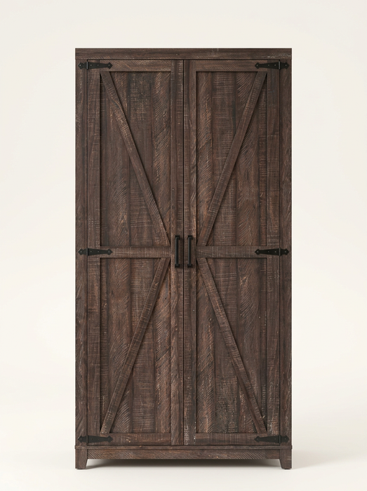 Torkil - Farmhouse Armoire Wardrobe with Barn Doors BO-HA