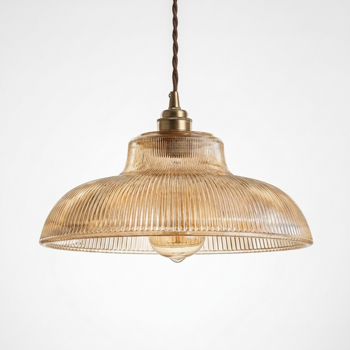 Mossa – Nordic Ribbed Glass Café Pendant Light BO-HA Amber Glass