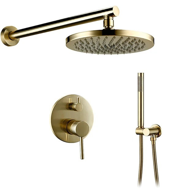 Safie - Wall Mounted Rain Shower Head Set  BO-HA Brushed Gold 8 Inches Shower Head 