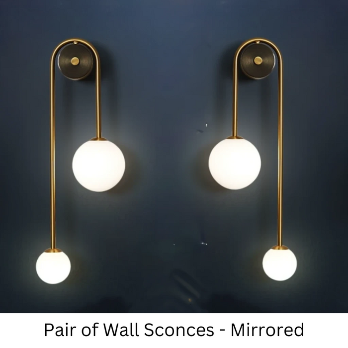 Amalia - Modern Nordic Gold Wall Sconces  BO-HA Pair of Wall Sconces 2 Glass Shades 