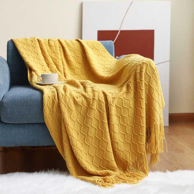 Bríet - Nordic Knit Blanket  BO-HA Yellow Small 