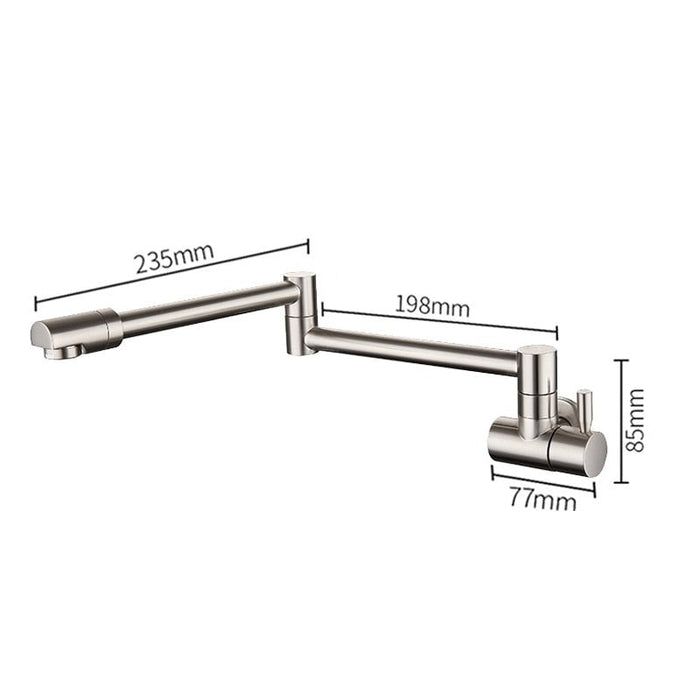 Saima - Modern Pot Filler Faucet Tap Wall Mounted Faucet  BO-HA Brushed Nickel Side 