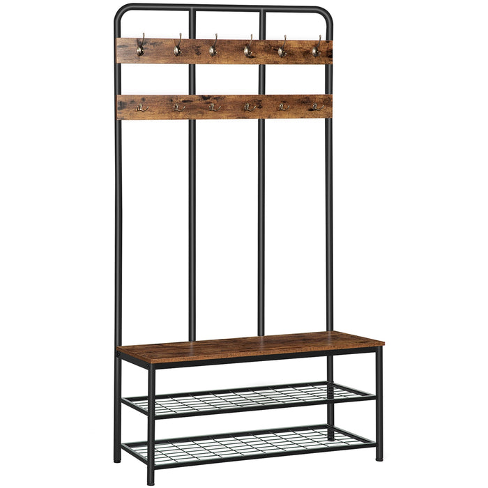 Seafuloy 77.1 in. H White Multiple Functions Hallway Coat Rack with Metal  Black Hooks and 24-Shoe Cubbies C-WF286983AAK - The Home Depot