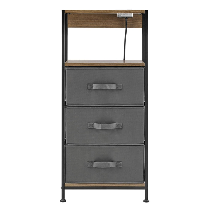 Eilif - Modern 3 Drawer Nightstand with Charging Station  BO-HA   