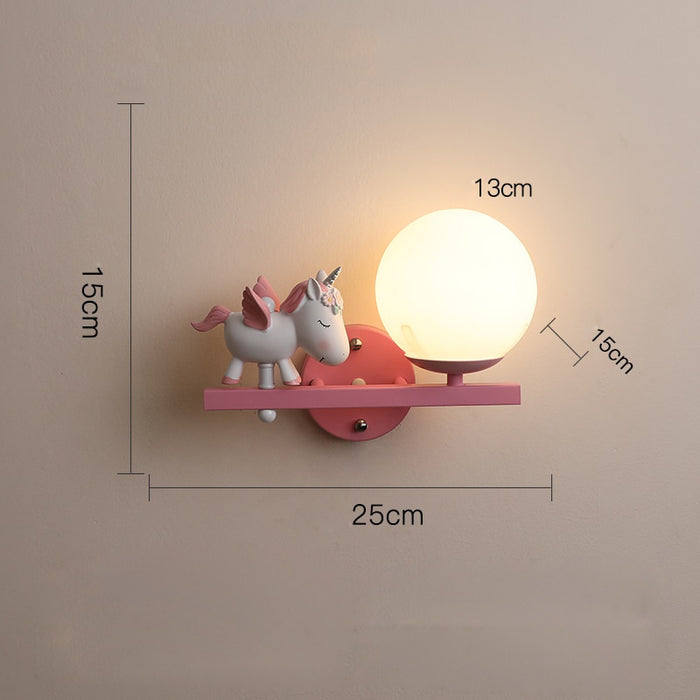 Leevi - Nursery Light Fixture Childrens Lighting  BO-HA Unicorn Left Pink