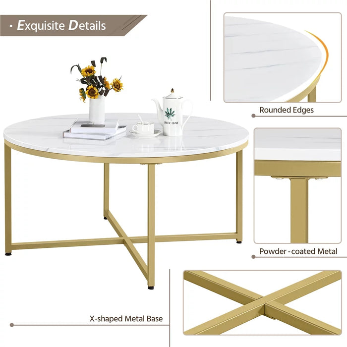 Sivert - Modern Oval Coffee Table Faux Marble  BO-HA   