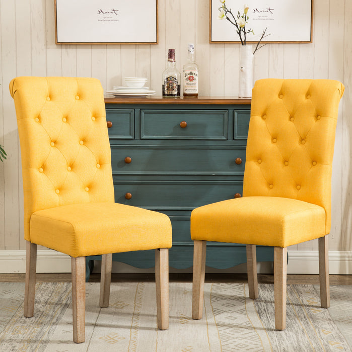Soren - Nordic Mid-Century Dining Chair Set of 2 Tan Accent Chairs for Living Room  BO-HA Yellow  