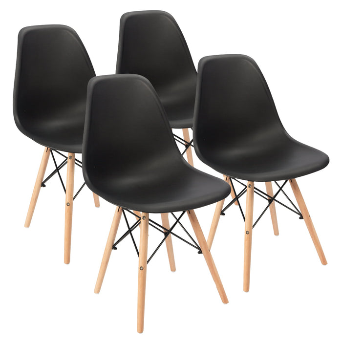 Idunn - Set of 4 Nordic Furniture Wooden Chair with Wooden Legs  BO-HA Black  