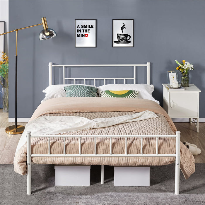 Birk - Queen Size Bed Frame Metal Bed Frame Queen Bed Frame with Storage  BO-HA white Twin 
