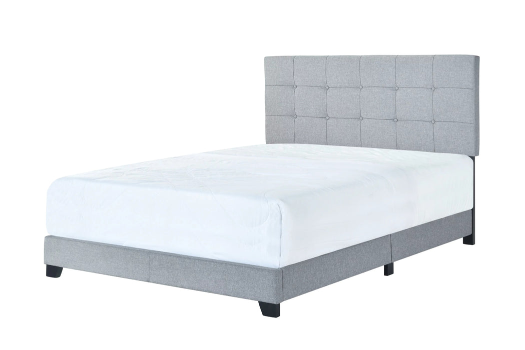 Ragnhild - Gray Upholstered Panel Bed Queen Size Bed Frame  BO-HA   
