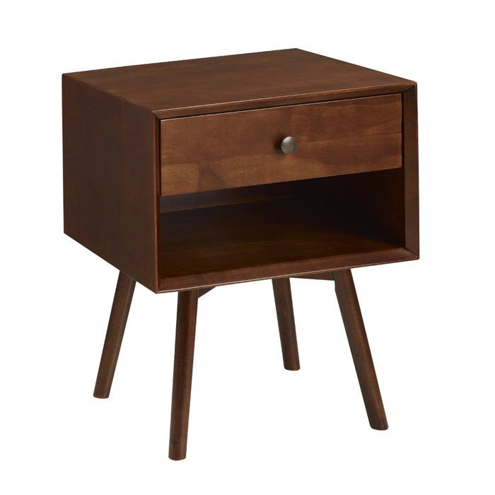 Hallvard - Mid Century Modern Nightstand Walnut Solid Wood Nightstand Small Bedside Table  BO-HA   