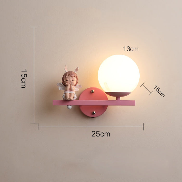 Leevi - Nursery Light Fixture Childrens Lighting  BO-HA Angel Left Pink
