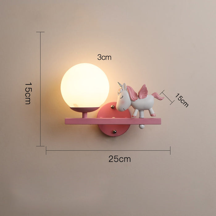 Leevi - Nursery Light Fixture Childrens Lighting  BO-HA Unicorn Right Pink