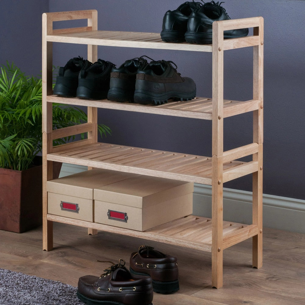 Helge - Wood Stackable Shoe Rack Shoe Cabinet Entryway Shoe Storage Ca ...