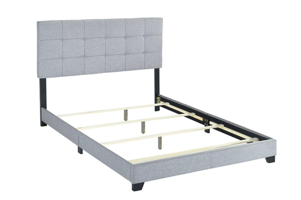 Ragnhild - Gray Upholstered Panel Bed Queen Size Bed Frame  BO-HA   