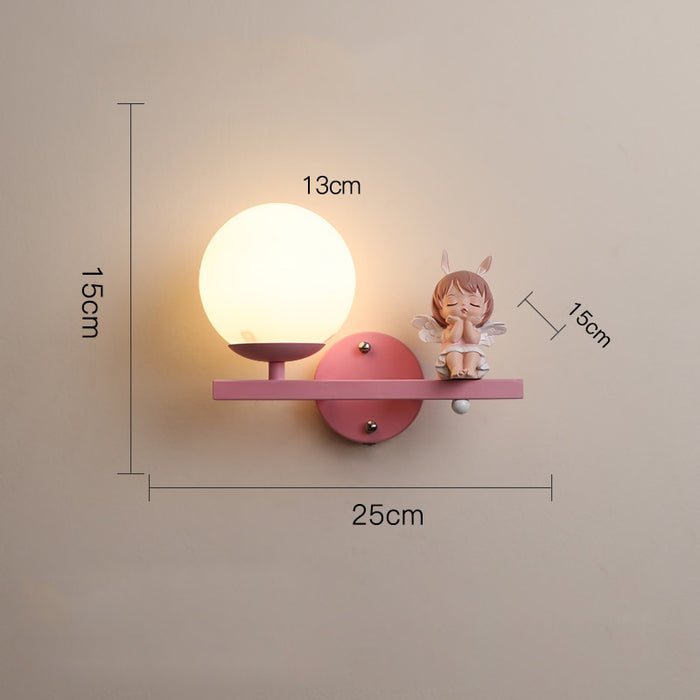 Leevi - Nursery Light Fixture Childrens Lighting  BO-HA Angel Right Pink