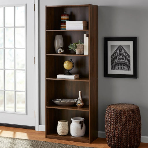 Njord - 5-Shelf Book Shelf Living Room Shelves Wood Shelves  BO-HA Canyonwalnut  