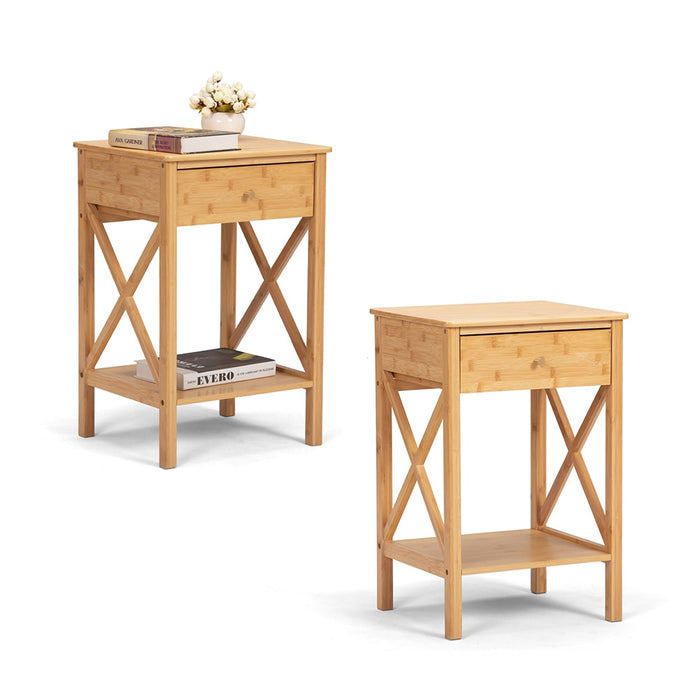 Vilfrid - Bedside Cabinets Wood Cabinet Small Nightstand Set of 2  BO-HA Default Title  