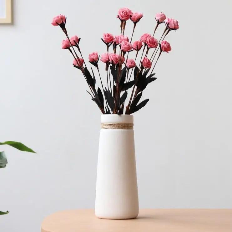 Signe - Modern White Vase with Hemp Rope — BO-HA