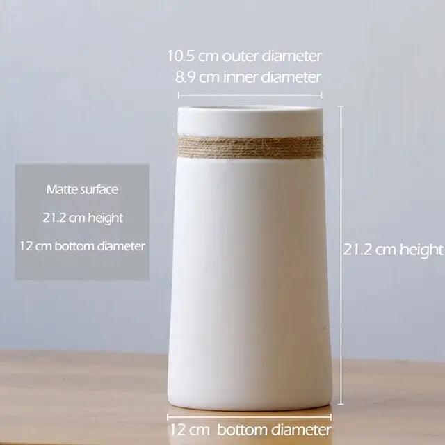 Signe - Modern White Vase with Hemp Rope Vases BO-HA Signe (21.2cm)  