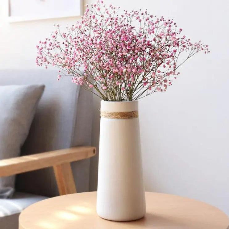 Signe - Modern White Vase with Hemp Rope — BO-HA