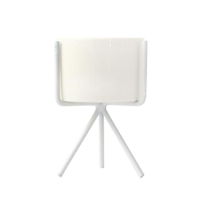 Ida - Ceramic Flower Planters with Modern Stand  BO-HA S White With hole 